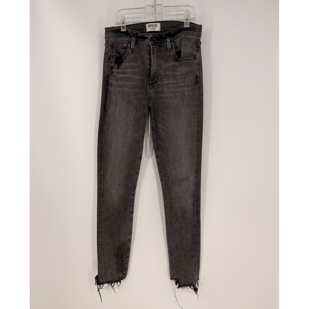 AGOLDE Jeans Women 27 Gray Distressed Raw Hem Skinny High Rise Denim Grunge Edgy